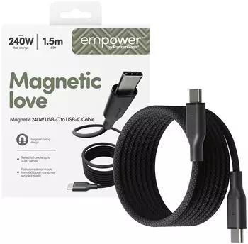 PanzerGlass Empower Magnetisches USB-C/USB-C Kabel 240W, 1,5m, schwarz (EM68208)