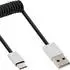 InLine USB 2.0 Spiralkabel Typ C auf A, schwarz/Alu, 1m (35871)