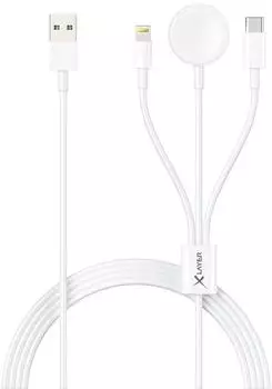 Xlayer Octopus 3-in-1 Ladekabel Lightning/Wireless/USB-C 1,5m wei&szlig; (219321)