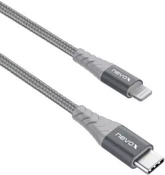 Nevox LC-1886 USB-C auf Lightning Nylonkabel 2m, silbergrau