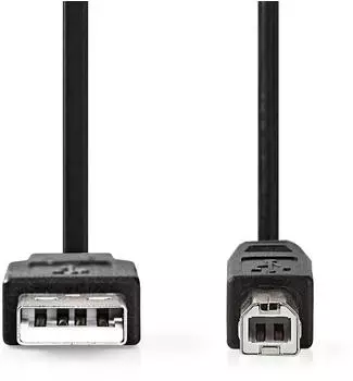 Nedis USB-Kabel USB-A auf USB-B, USB 2.0, 480Mbps, 5m, schwarz (CCGL60100BK50)