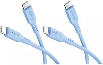 Goobay USB-C auf USB-C Silikon-Kabel 2er-Set, 1,5m, 60W, blau (81240)