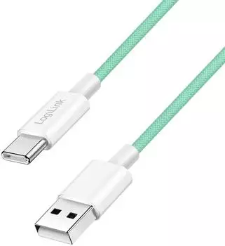 LogiLink USB 2.0 Kabel USB-A zu USB-C 1,5m Nylon 60W gr&uuml;n (CU0328)