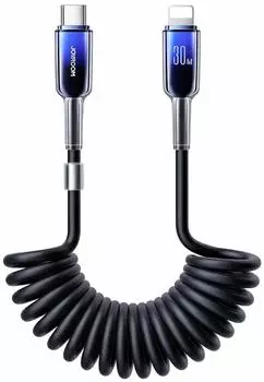 Joyroom S-A43 Crystal-Clear USB-A zu USB-C Spiralkabel 60W 1,5m schwarz (S-A43)