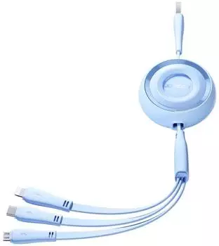 Joyroom S-A40 Colourful Series einziehbares 3-in-1-Kabel USB-A zu USB-C/Lightning/Micro-USB 1m, blau (S-A40)