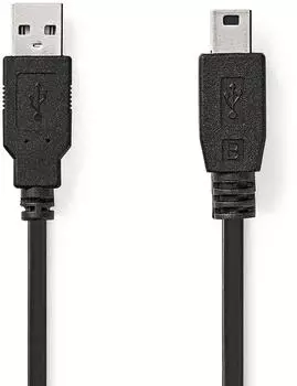 Nedis USB-Kabel USB-A auf USB Mini-B 5-pin, USB 2.0, 2m, schwarz (CCGL60300BK20)