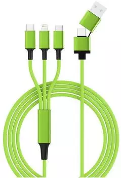 smrter Hydra Ultra 5-in-1 Nylon-Ladekabel USB-A/USB-C/Lightning 120cm, grün (SMRTER_HYDRA_ULT_GN)