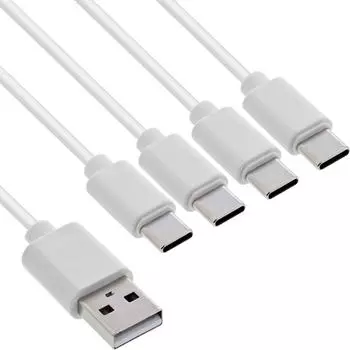 InLine 4-in-1 Y-Ladekabel USB-A auf 4x USB-C, 25W, wei&szlig;, 0,5m (35146W)