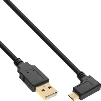 InLine Micro-USB 2.0 Kabel, USB-A auf Micro-B gewinkelt, vergoldete Kontakte, 2m (31720T)