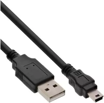 InLine USB 2.0 Kabel USB-A auf Mini-USB-B 0,3m schwarz (33107J)