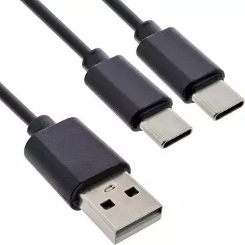 InLine 2in1 Y-Ladekabel USB-A auf 2x USB-C, 2m (35122)