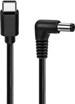Goobay USB-C auf DC 5,5/2,1mm Kabel, gewinkelt, schwarz, 1m (78972)
