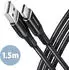 Axagon BUCM-AM15AB USB-C auf USB-A Kabel, 1,5m, USB 2.0, 3A, geflochten, schwarz (BUCM-AM15AB)