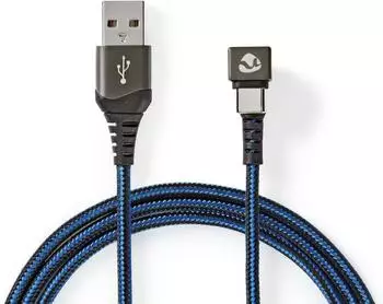 Nedis USB-C auf USB-A Gaming Schnellladekabel 180° 1m blau (GCTB60600BK10)