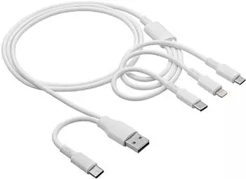 Akyga AK-USB-52 USB-Kabel 4-in-1 USB-A/USB-C/Lightning/Micro-B 1,2m wei&szlig; (AK-USB-52)