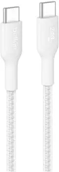Belkin BoostCharge Pro USB-C auf USB-C Kabel, geflochten, 240W, 1m, wei&szlig;