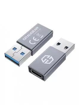 Graugear USB-Adapter Typ-C auf Typ-A USB 3.2 Gen2 10Gbit/s Aluminium (G-AD-CTA-10G)