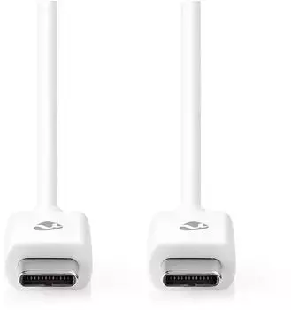 Nedis USB-C auf USB-C Kabel USB 2.0, 60W, 480Mbps, 2m, weiß (NDS-CCGB60700WT20)