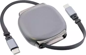 InLine USB-C Kabel einziehbar, 100W, 0,80m, schwarz/grau (35850)