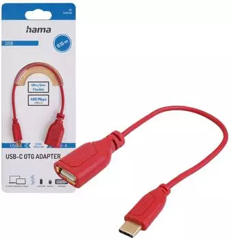 Hama Flexi-Slim OTG Adapterkabel USB-C auf USB-A, USB 2.0, 0,15m (00200640)