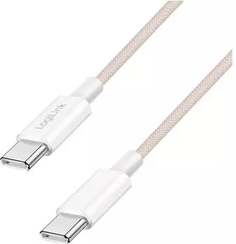 LogiLink USB 2.0 Typ-C Kabel, beidseitig, Nylon, 60W, rosa, 1m (CU0344)