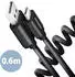 Axagon Twister-Kabel USB-C auf USB-A 2.0, 0,6m, schwarz (BUCM-AM10TB)
