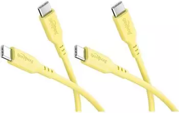 Goobay USB-C auf USB-C Silikonkabel 2er-Set, 1,5m, 60W, gelb (81243)