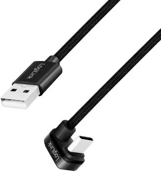 LogiLink USB 2.0 Kabel USB-A zu USB-C 180&deg; gewinkelt, 3m, schwarz (CU0195)