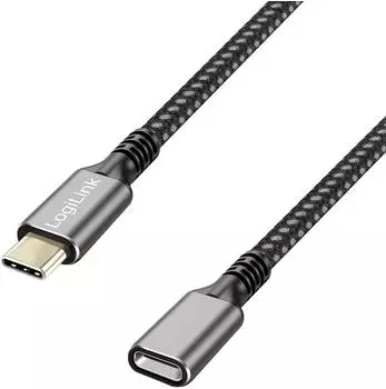 LogiLink USB-C Verlängerungskabel USB 3.2 Gen2 100W 1m schwarz/grau (CUA0108)