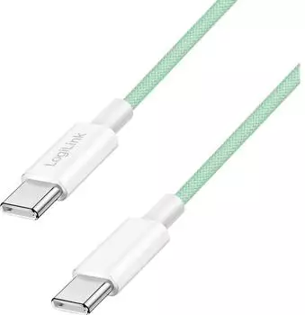 LogiLink USB-C Kabel USB 2.0, 1,5m, 60W, Nylon, grün (CU0348)