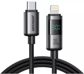 Joyroom S-A16 Pro Prism USB-C auf Lightning Kabel mit Display, 30W, 1,2m, schwarz (S-A16 Pro)