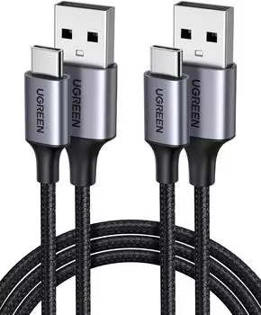 Ugreen USB-A auf USB-C Kabel QC3.0 3A 480Mbps Nylon geflochten 3m 2er-Pack (60408P)