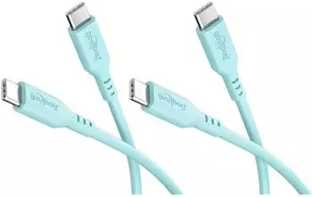 Goobay USB-C Silikonkabel 2er-Set 1,5m 60W t&uuml;rkis (81248)
