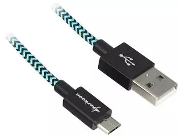 Sharkoon USB 2.0 Kabel USB-A auf Micro-USB, schwarz/hellblau (7544175000)