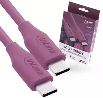 InLine USB-C Kabel 100W PD, Silikon, wild berry, 0,5m (35895P)