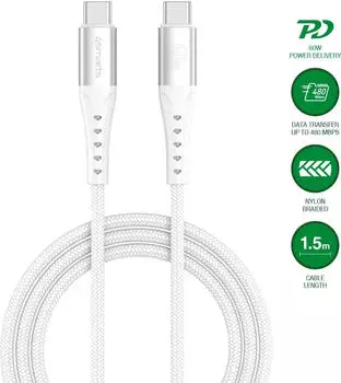 4smarts PrimeCord USB-C Kabel 60W 1,5m weiß (541452)