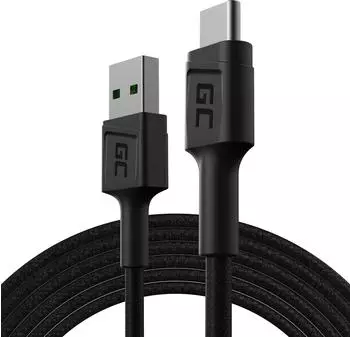 GreenCell PowerStream USB-A auf USB-C Kabel 2m 18W Nylon schwarz (KABGC19)