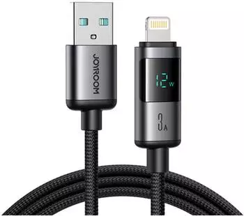 Joyroom S-A16 Pro Prism USB-A auf Lightning Kabel mit Display 3A 1,2m, schwarz (S-A16 Pro)