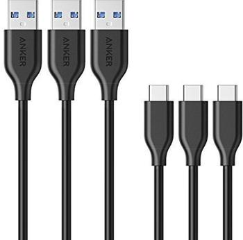 Anker PowerLine 3er Pack USB-C Kabel 0,9m schwarz