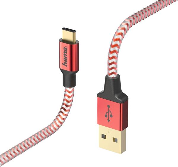 Hama Datenkabel Reflective USB Type-C 1,5m rot