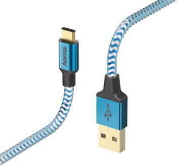 Hama Datenkabel Reflective USB Type-C 1,5m blau