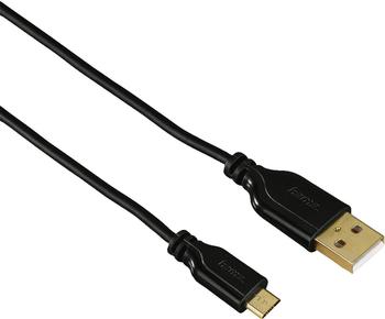 Hama Micro-USB zu USB-A Kabel vergoldet 0,75m schwarz