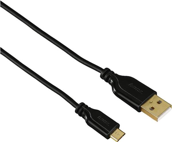 Hama Micro-USB zu USB-A Kabel vergoldet 0,75m schwarz