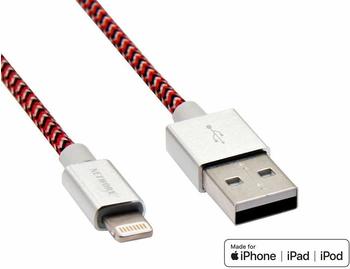 Networx Fancy 2.0 Lightning-USB-Kabel 1m rot-schwarz-weiß