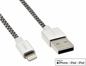Networx Fancy 2.0 Lightning-USB-Kabel 1m grau-schwarz-weiß