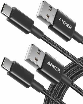 Anker Nylon USB-C auf USB-A Cable (2 Stk) 1,8m schwarz