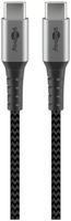 Goobay Ladekabel 49303 Textilkabel, grau, 2m, USB-C auf USB-C, 60W Schnellladekabel