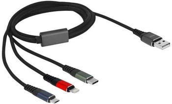DeLock 3-in-1 Ladekabel USB-A > Lightning/Micro USB/USB-C 1m