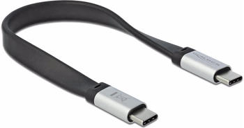 DeLock USB-Flachbandkabel - USB-C (M) bis USB-C (M) 0,22m Schwarz