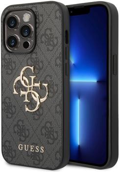 Guess PU 4G Metal Logo Back Cover für iPhone 15 Pro Max grau